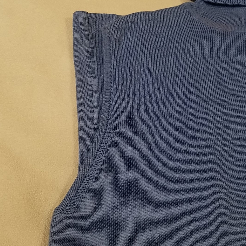 BLUE SLEEVELESS RIBBED COTTON TURTLENECK SIZE L - Picture 7 of 10